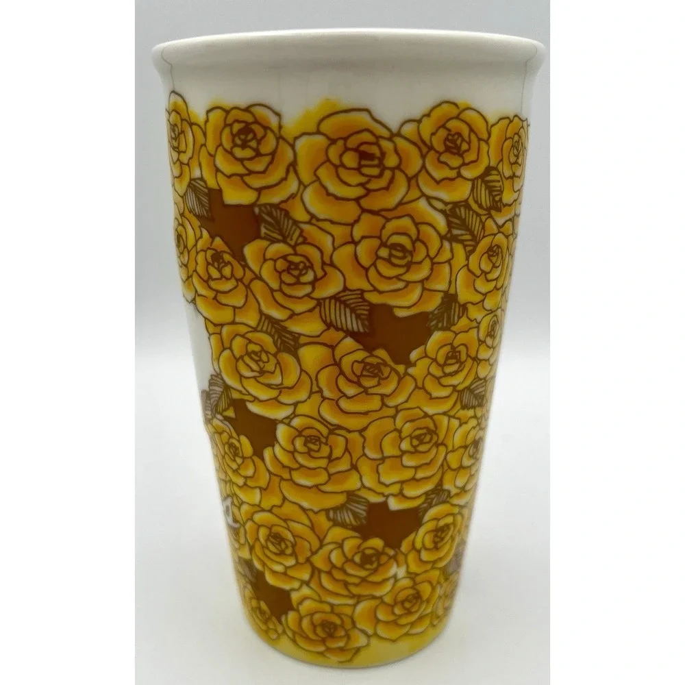 Starbucks 2016 Texas Yellow Rose Tall Ceramic Coffee Tea Tumbler No Lid 6